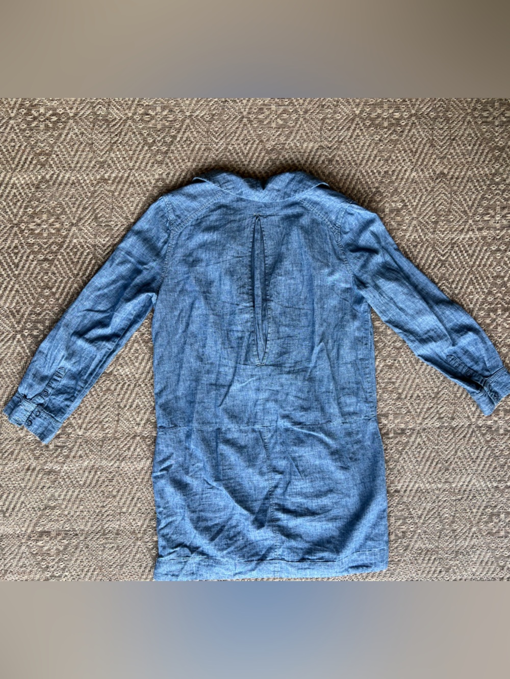 Free People Done Up in Denim Chambray Dress Womens M/L Blue Linen Boho - Picture 10 of 11
